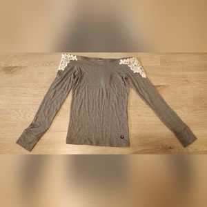 Hollister Grey Off The Shoulder Top